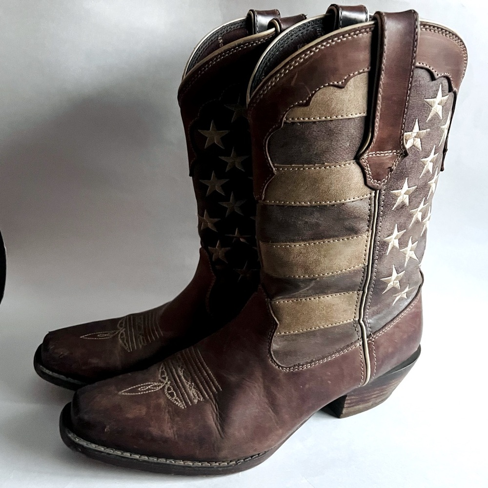 Durango American Flag Boot Distressed Vintage Tone size 10